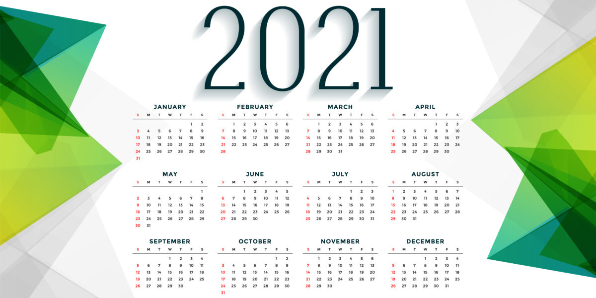 modern style 2021 new year calendar design in geometric style